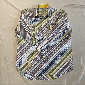 Pepe Jeans Striped Multicolor Men's Button Shirt Long Sleeve Size L 100% Cotton